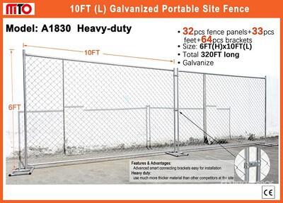 Quantity of (32) 2026 MTO A1830 10 ft x 6 ft Chain Link Temporary Site Fence (Unused)