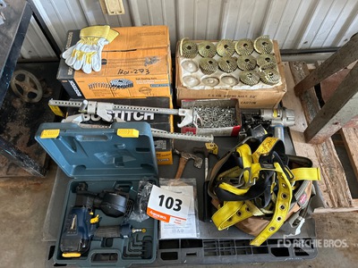 Pneumatic Roofing Nailer, Quantity of Roofing Nails & Safety Harness