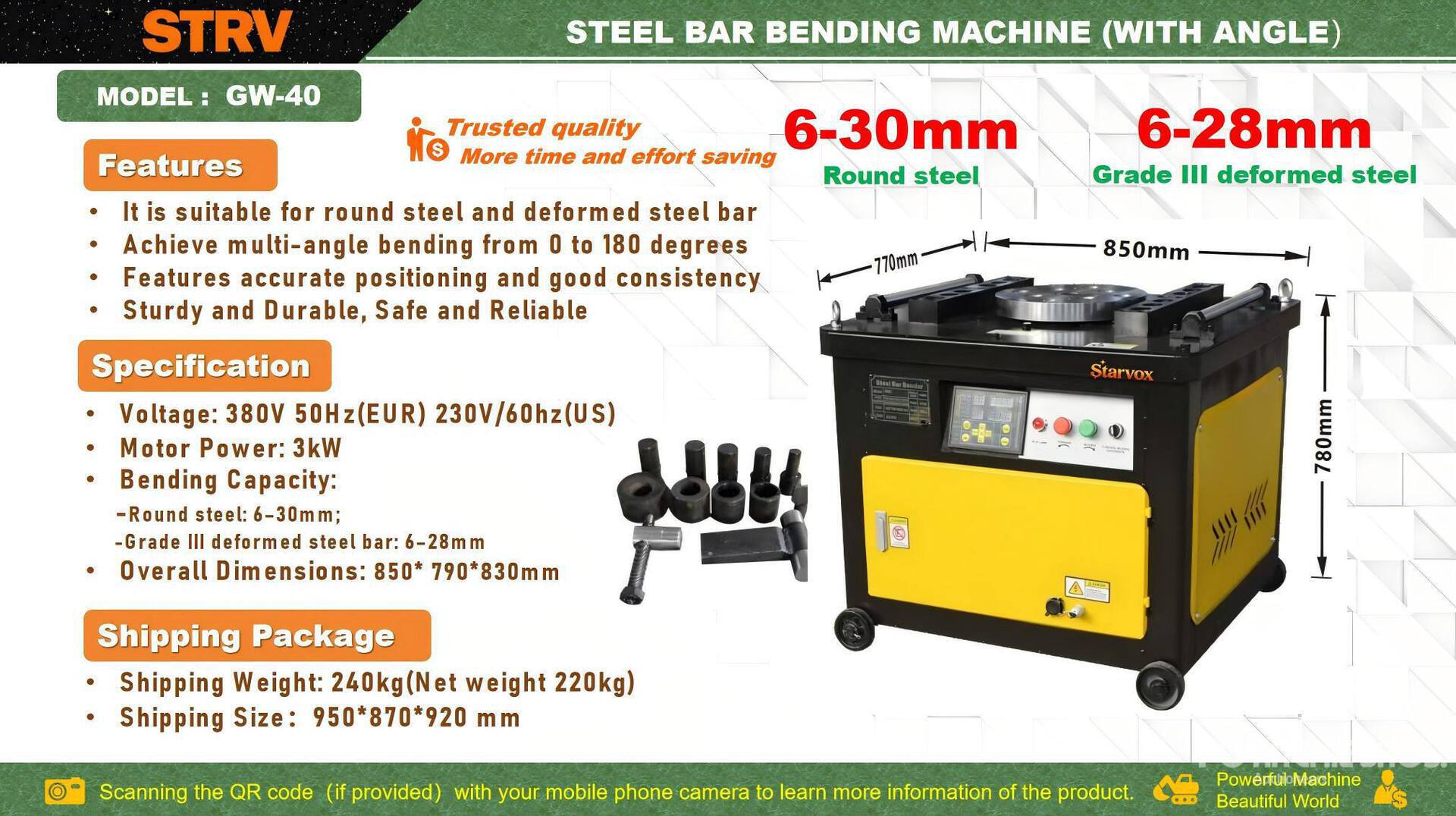 2026 STARVOX GW-40 Dobladora de Varilla (Sin Usar) / Rebar Bender (Unused)