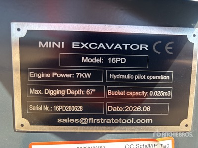 2026 VICSEC VC16PD Mini Excavator (Unused)