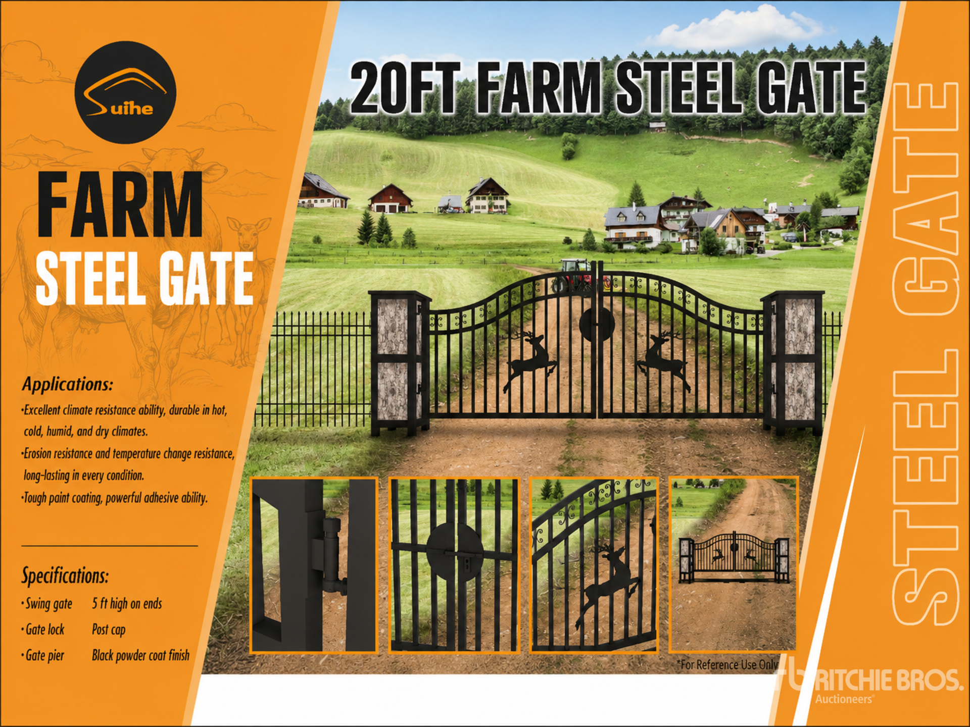 2026 Suihe NFG-20FGP-E 20 ft Wrought Iron Bi-Parting Driveway Gate (Unused)