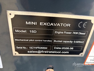 2026 VICSEC VC15D Mini Excavator (Unused)