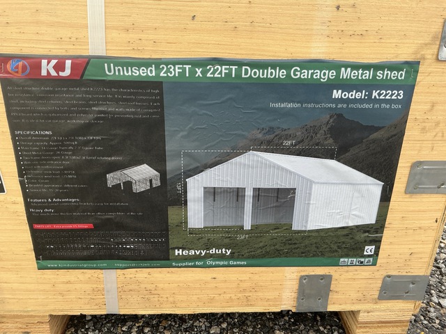 KJ K2223 Double Garage Metal Shed - Unused