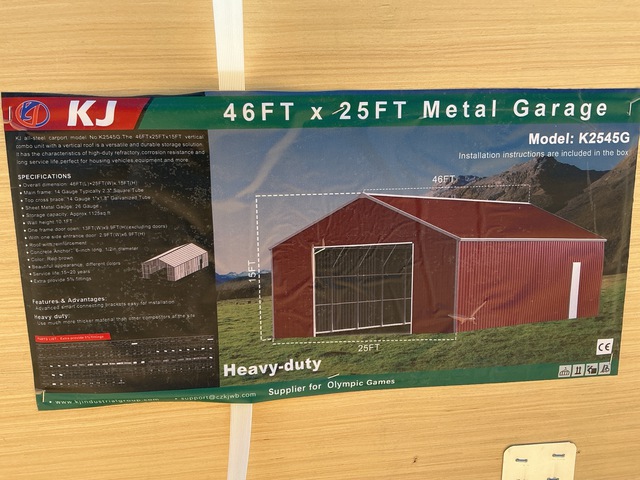 KJ K2545G Metal Garage - Unused