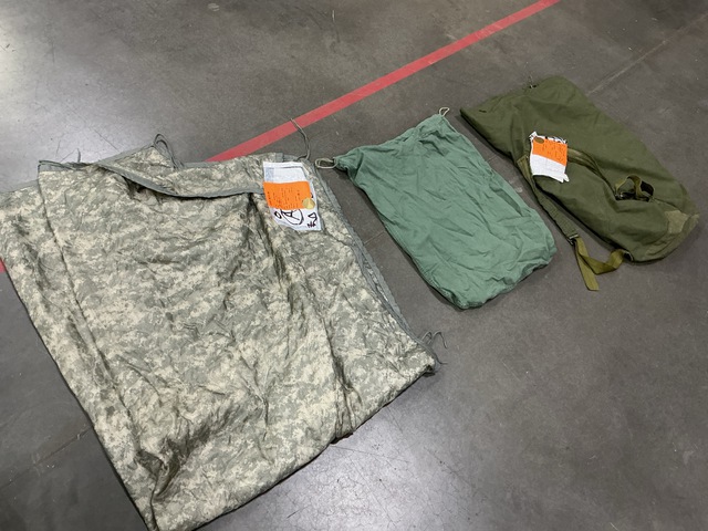 (40) Barracks Bags, (45) Wet Weather Poncho Liners & Assorted Items