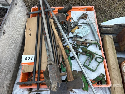 Shovel, Post Hole Digger, Grease Gun, Bottle Jack & Axe