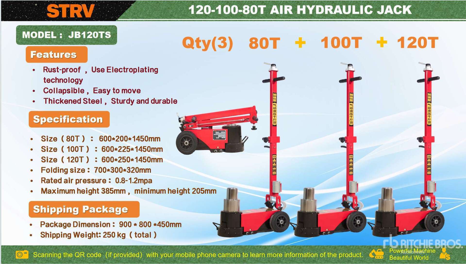 Quantity of (3) 2026 STARVOX JB120TS Lote de Gatos Hidraulicos de Patin (Sin Usar) / Air Floor Jack (Unused)