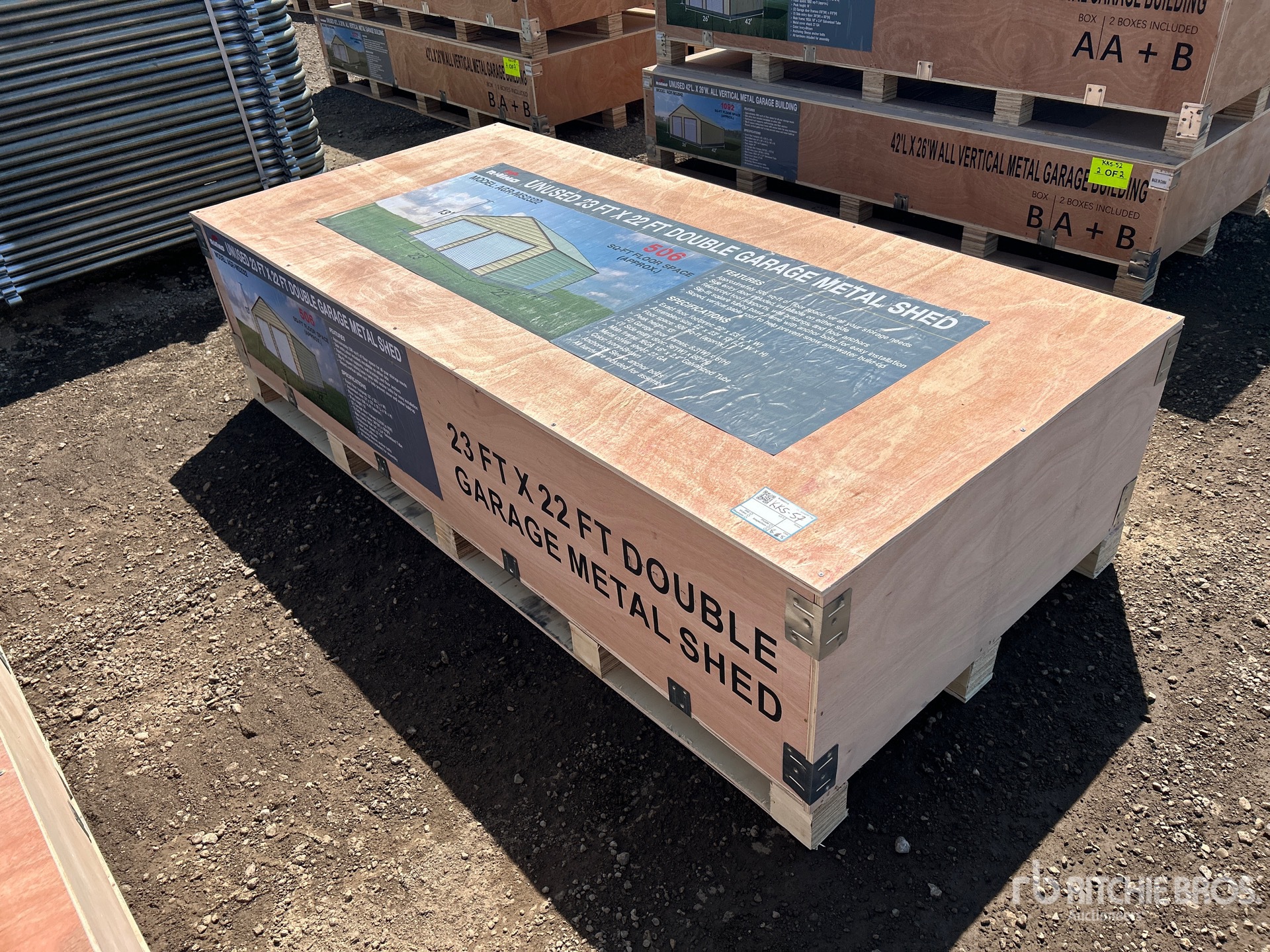 2026 AGR-MS2322 23 ft x 22 ft Double Garage Metal w/ Vertical Roof Panels Storage Building (Unused)
