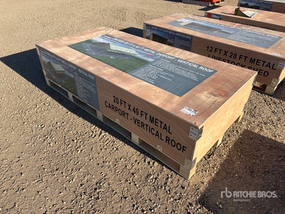2026 AGR-MC2040 20 Ft x 40 Ft Steel Carport w/ Vertical Roof Panels Carport (Unused)
