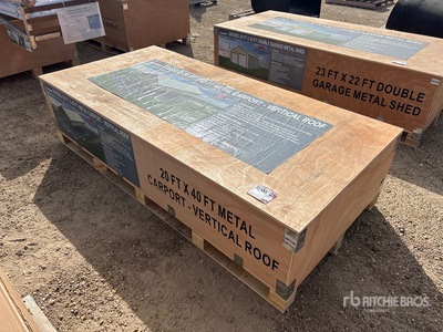2026 AGR-MC2040 20 Ft x 40 Ft Steel w/ Vertical Roof Panels Carport (Unused)