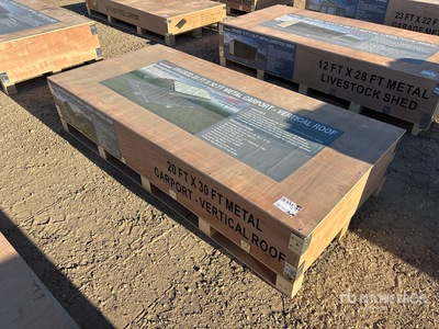 2026 AGR-MC2030 20 Ft x 30 Ft Steel Carport w/ Vertical Roof Panels Carport (Unused)