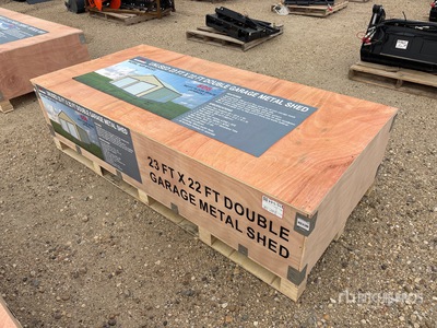 2026 AGR-MS2322 23 Ft x 22 Ft Double Garage Metal w/ Vertical Roof Panels Storage Building (Unused)