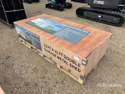 2026 AGR-MS2322 23 Ft x 22 Ft Double Garage Metal w/ Vertical Roof Panels Storage Building (Unused)