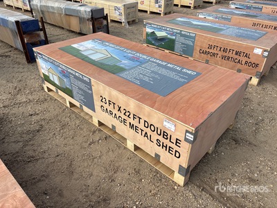 2026 AGR-MS2322 23 Ft x 22 Ft Double Garage Metal w/ Vertical Roof Panels Storage Building (Unused)