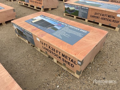 2026 AGR-LS1228 12 Ft x 28 Ft Metal مأوى الماشية (Unused)