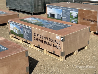 2026 AGR-MS2322 23 Ft x 22 Ft Double Garage Metal w/ Vertical Roof Panels Bâtiment de stockage (Unused)