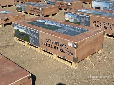 2026 AGR-MC2040 20 Ft x 40 Ft Steel Carport w/ Vertical Roof Panels Abri d'Auto (Unused)