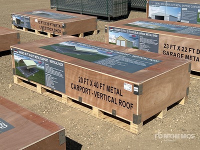 2026 AGR-MC2040 20 Ft x 40 Ft Steel w/ Vertical Roof Panels Abri d'Auto (Unused)