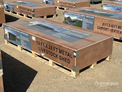 2026 AGR-LS1228 12 Ft x 28 Ft Metal Livestock Shelter (Unused)