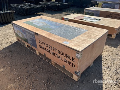2026 AGR-MS2322 23 Ft x 22 Ft Double Garage Metal w/ Vertical Roof Panels Bâtiment de stockage (Unused)