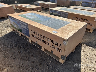 2026 AGR-MS2322 23 Ft x 22 Ft Double Garage Metal w/ Vertical Roof Panels Bâtiment de stockage (Unused)