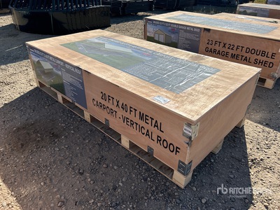 2026 AGR-MC2040 20 Ft x 40 Ft Steel Carport w/ Vertical Roof Panels Abri d'Auto (Unused)