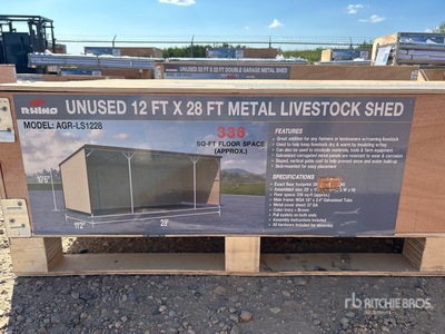 2026 AGR-LS1228 12 Ft x 28 Ft Metal Livestock Shelter (Unused)