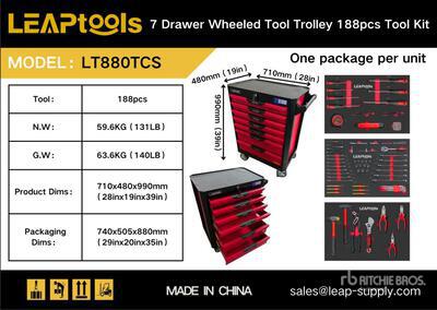 Quantity of (2) 2026 LEAPtools LT880TCS 7 Drawer 188pcs Tool Kit (Unused)