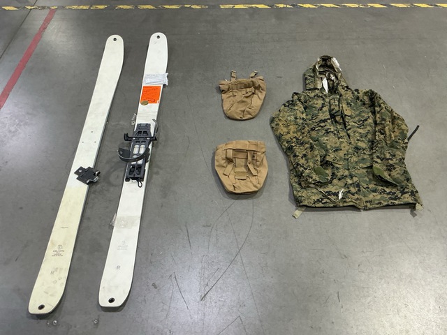 (3) Skier's Equipment Sets, (8) Parkas, (55) Dump Pouches & Assorted Items (3) Skier's Equipment Sets, (8) Parkas, (55) Dump Pouches & Assorted Items