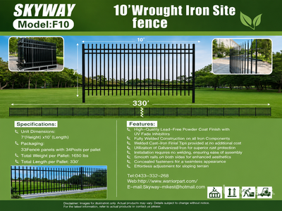 Quantity of (33) 2026 Skyway SFS33-330TF 10 ft x 7 ft Wrought Iron Bauzaun (Unused)