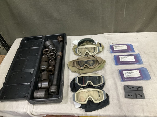 (22) Socket Wrench Sets, (18) Pairs of Industrial Goggles & Assorted Items