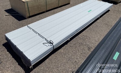 Quantity of (150) Sheets White Steel Siding Roofing (Unused)