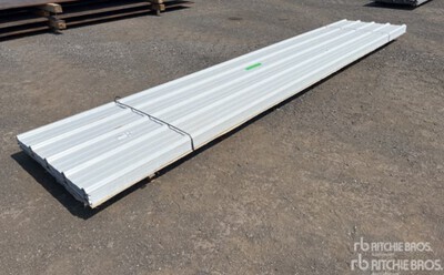 Quantity of (125) Sheets White Steel Siding Roofing Divers  (Unused)