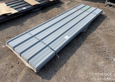 Quantity of (150) Sheets Grey Steel Siding Roofing Divers  (Unused)