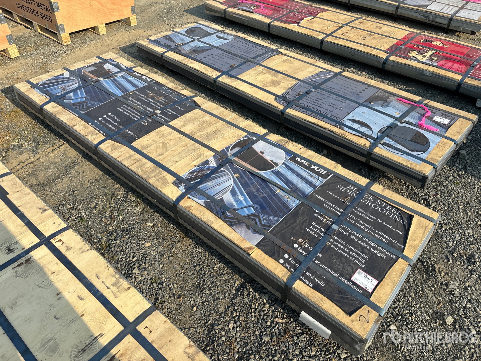 Quantity of (200) Sheets Black Steel Siding Roofing (Unused)