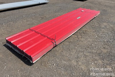 Quantity of (125) Sheets Red Steel Siding Roofing Divers  (Unused)