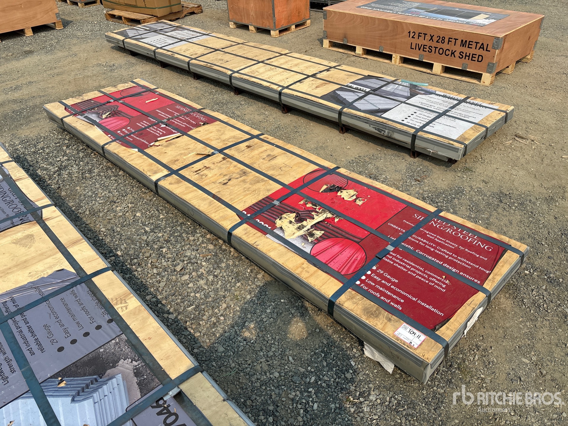 Quantity of (125) Sheets Red Steel Siding Roofing 12 FT x 3 FT (Unused)