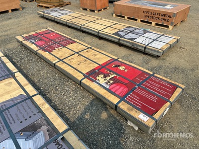 Quantity of (125) Sheets Red Steel Siding Roofing 12 FT x 3 FT (Unused)