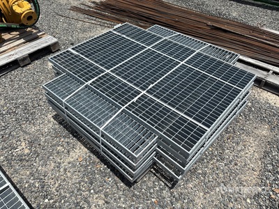 Quantity of (8) 58 in x 39 in x 1 ½ in Hot Dipped Galvanized Grate (Unused)