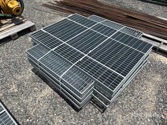 Quantity of (8) 58 in x 39 in x 1 ½ in Hot Dipped Galvanized Grate (Unused)