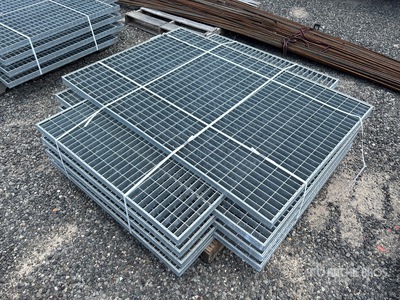 Quantity of (8) 58 in x 39 in x 1 ½ in Hot Dipped Galvanized Grate (Unused)