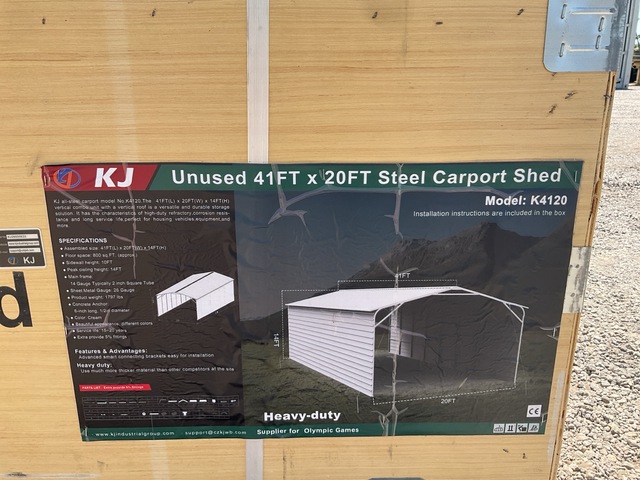 KJ K4120 Steel Carport Shed - Unused