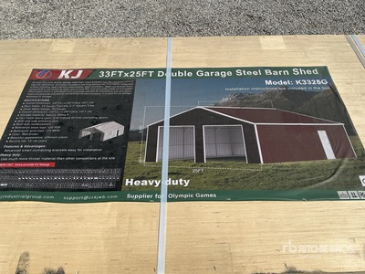 KJ K3325G Double Garage Steel Barn Shed - Unused