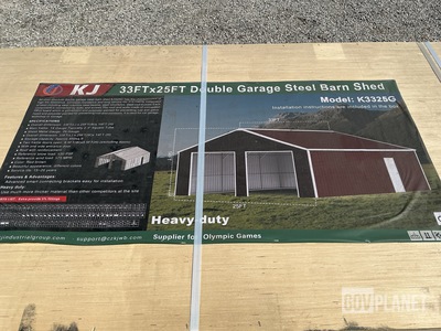 KJ K3325G Double Garage Steel Barn Shed - Unused