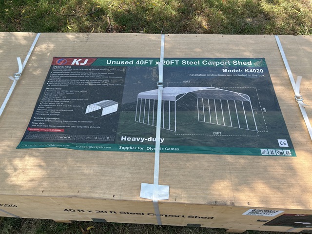 KJ K4020 Steel Carport Shed - Unused