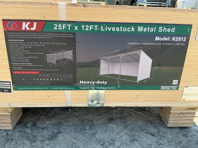KJ K2512 Livestock Metal Shed - Unused