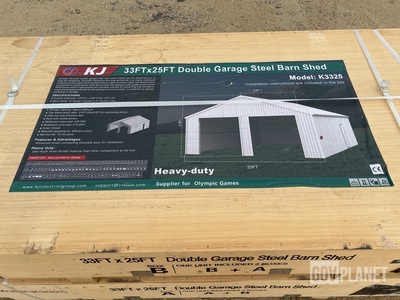 KJ K3325 Double Garage Steel Barn Shed - Unused