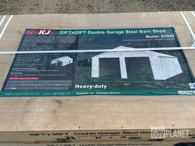 KJ K3325 Double Garage Steel Barn Shed - Unused
