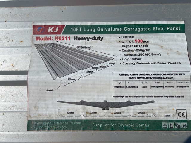 (100) Piece Lot of 10' Long Corrugated Steel Panels (100) Piece Lot of 10' Long Corrugated Steel Panels