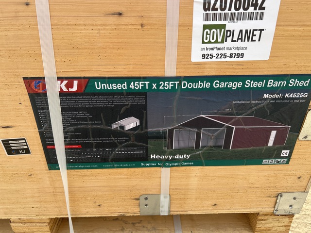 KJ K4525G Double Garage Steel Barn Shed - Unused